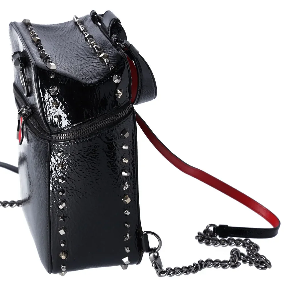 Christian Louboutin Textured Patent Calfskin Rubylou Backpack Black